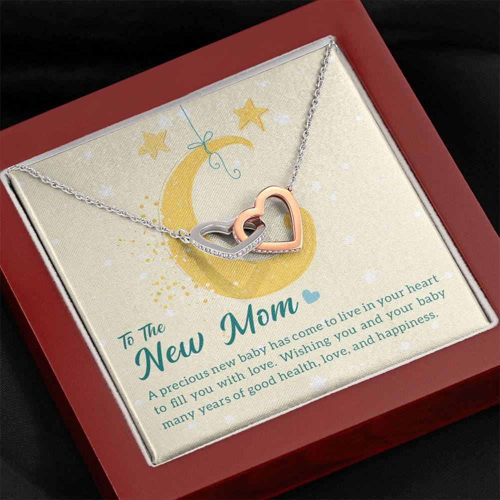 To The New Mom - Wishing Good Health, Love and Happiness - Interlocking Hearts Necklace-BUNNYKACHU
