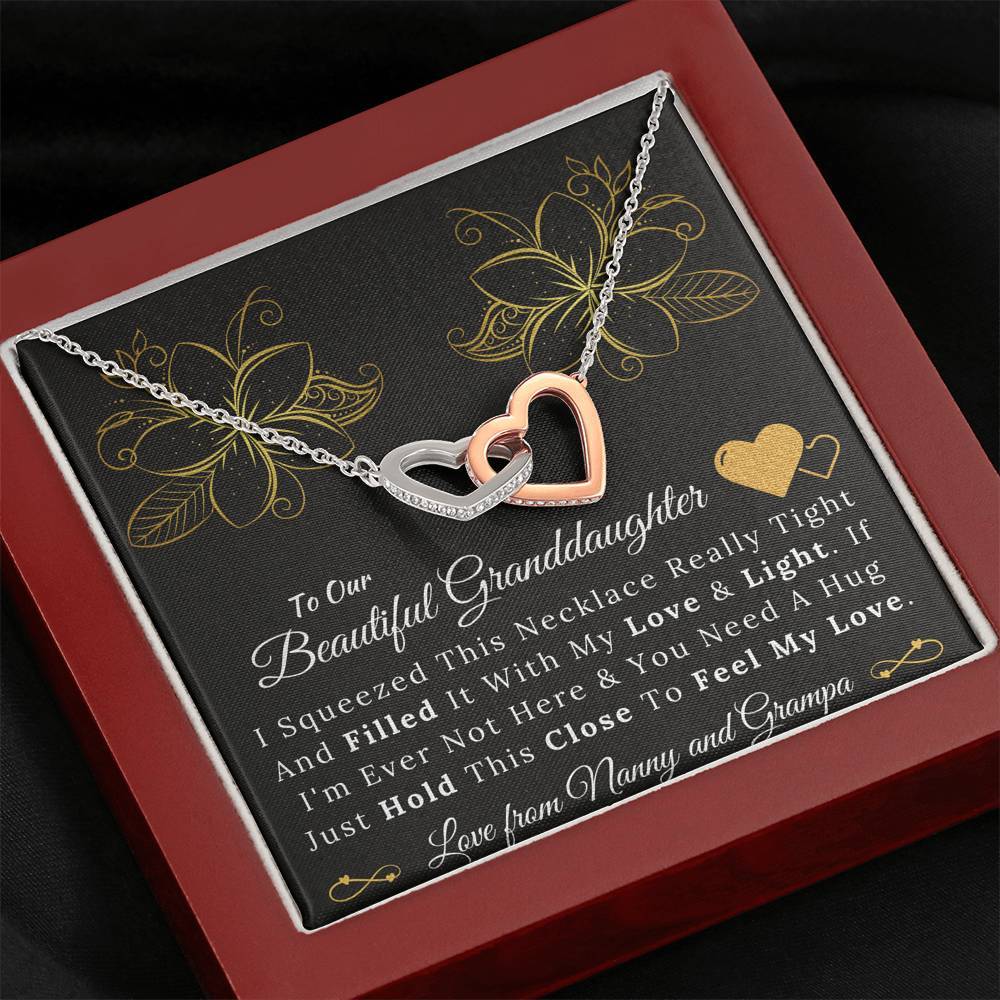 To Our Beautiful Granddaughter From Nanny and Grampa - Love and Light - Interlocking Hearts Necklace-BUNNYKACHU