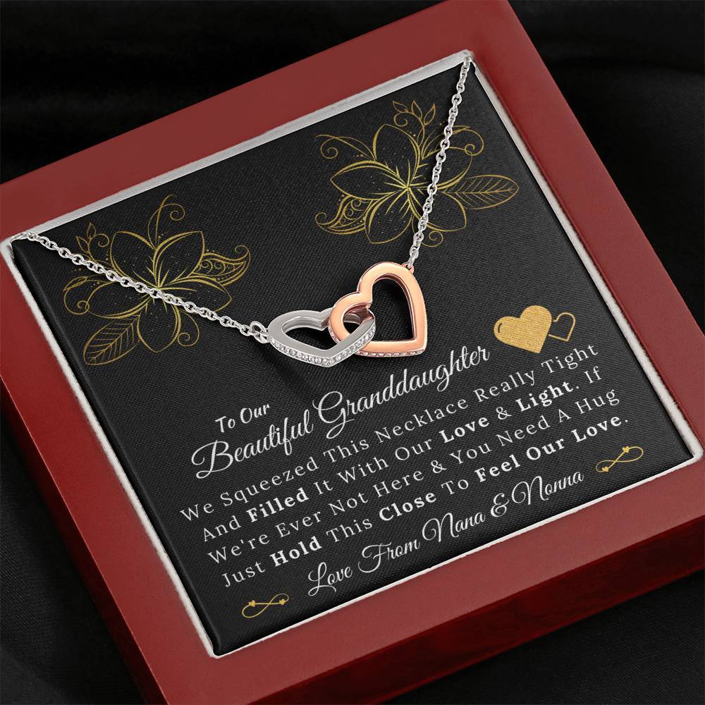To Our Beautiful Granddaughter from Nana and Nonna - Love and Light - Interlocking Hearts Necklace-BUNNYKACHU