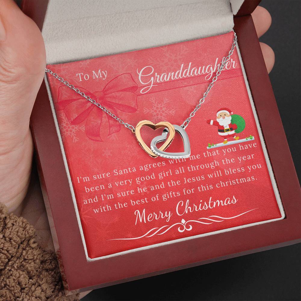 To My Granddaughter - Interlocking Hearts Christmas Necklace Gift Set-BUNNYKACHU