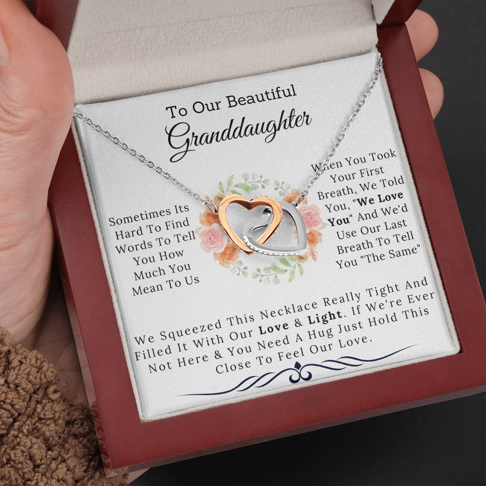 To Our Beautiful Granddaughter - Filled With My Love and Light - Interlocking Heart Necklace-BUNNYKACHU