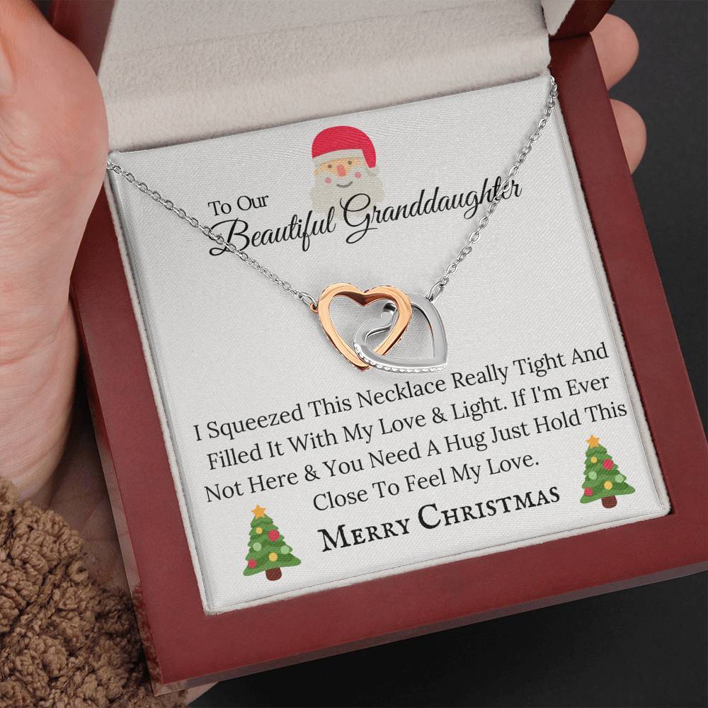 To Our Beautiful Granddaughter- Christmas Gift - Interlocking Hearts Necklace - Filled With My Love and Light-BUNNYKACHU