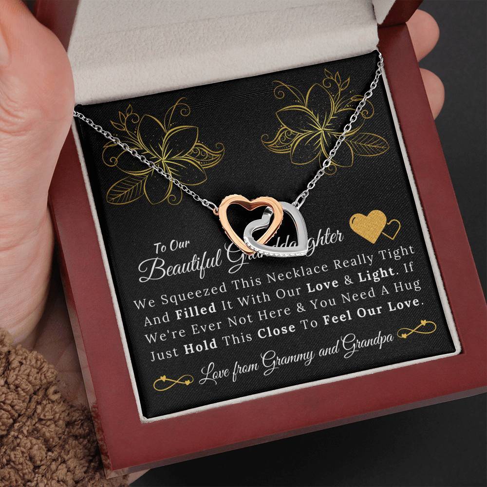 To Our Beautiful Granddaughter From Grammy and Grandpa - Love and Light - Interlocking Hearts Necklace-BUNNYKACHU