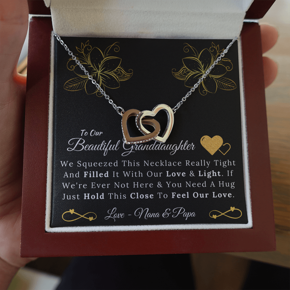 To Our Beautiful Granddaughter From Nana & Papa - Love and Light - Interlock Hearts Necklace-BUNNYKACHU