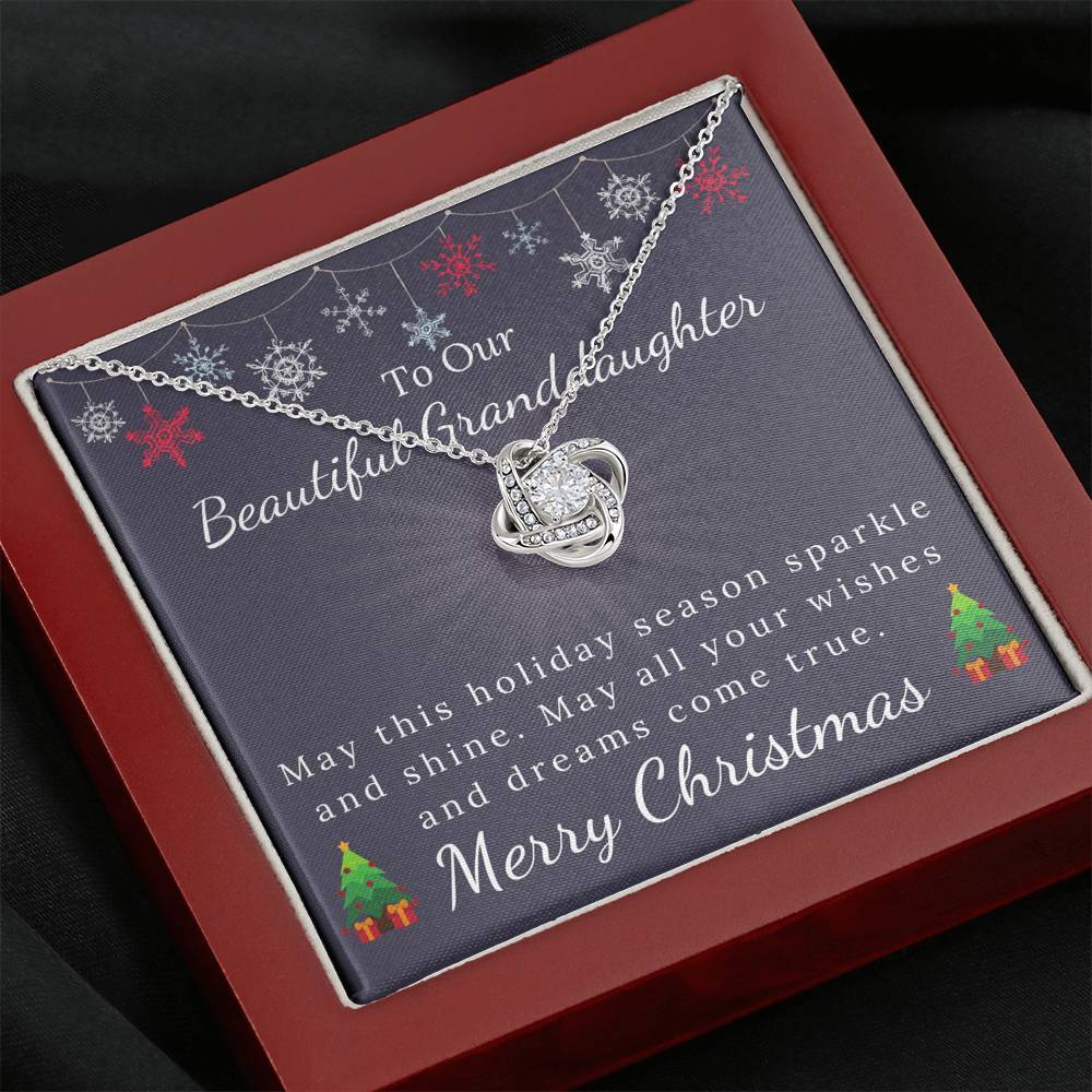To My Beautiful Granddaughter - Christmas Gift - Sparkle and Shine Love Knot Necklace-BUNNYKACHU
