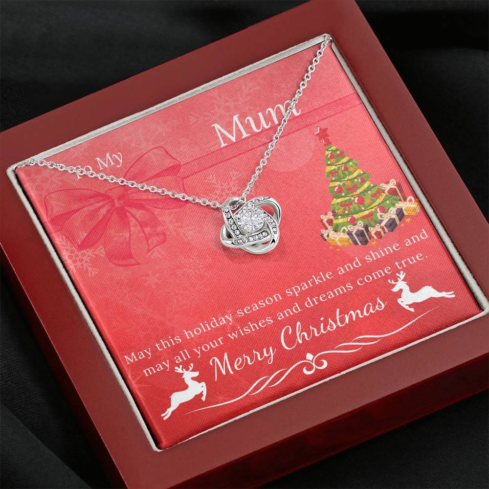 To My Mum Sparkle and Shine Love Knot Christmas Necklace Gift Set-BUNNYKACHU