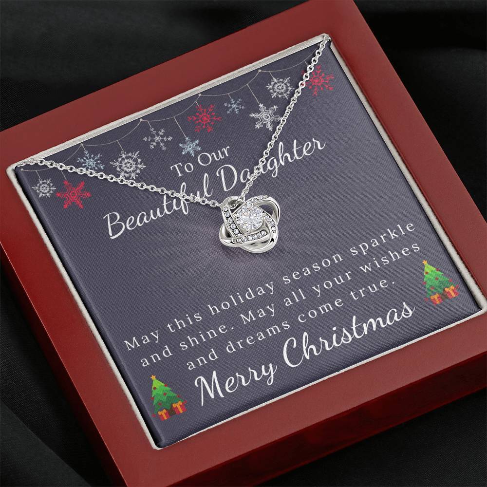 To My Beautiful Daughter - Christmas Gift - Sparkle and Shine Love Knot Necklace-BUNNYKACHU