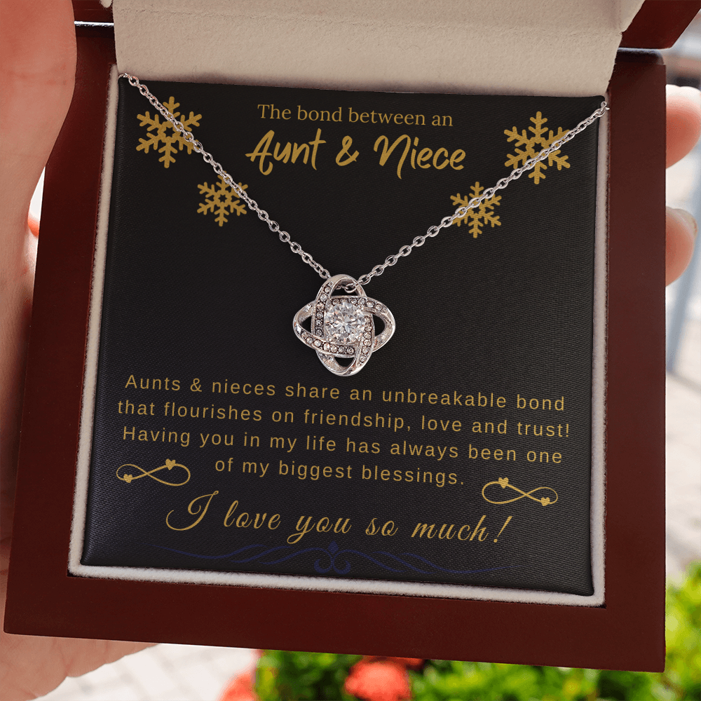 Aunt & Niece - Unbreakable bond friendship love and trust - Christmas and New Year Love Knit Necklace Gift Set-BUNNYKACHU