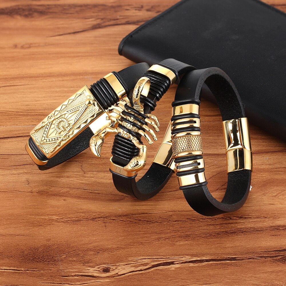 Genuine Leather Bracelet Gold-BUNNYKACHU