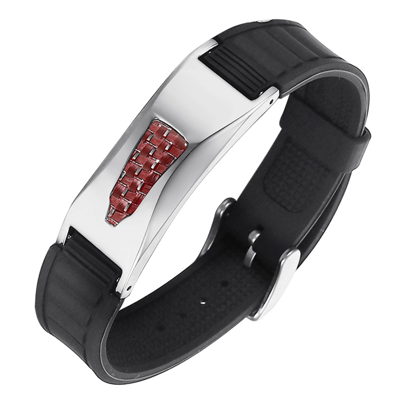Energy elements stainless steel curved brand silicone bracelet titanium bracelet-BUNNYKACHU