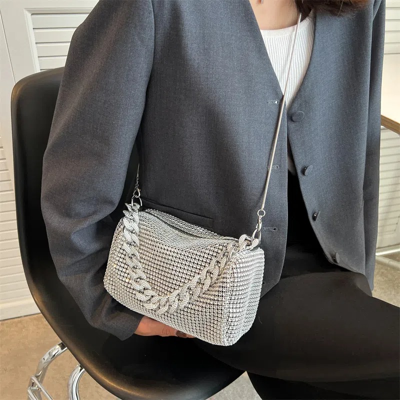 Fashion diamond woven shoulder bag ladies-BUNNYKACHU