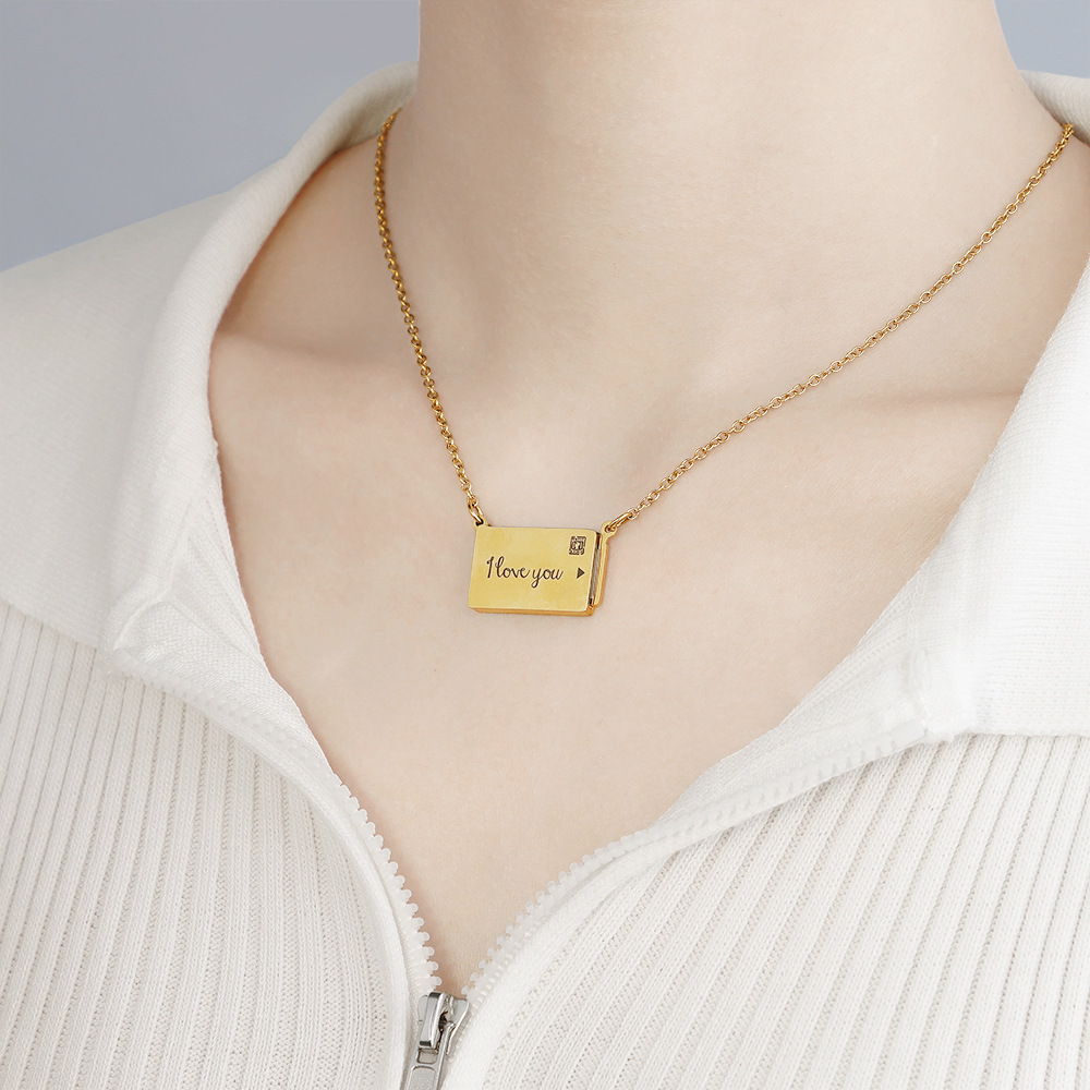 Personalized Necklace - Engraved Picture Text-BUNNYKACHU