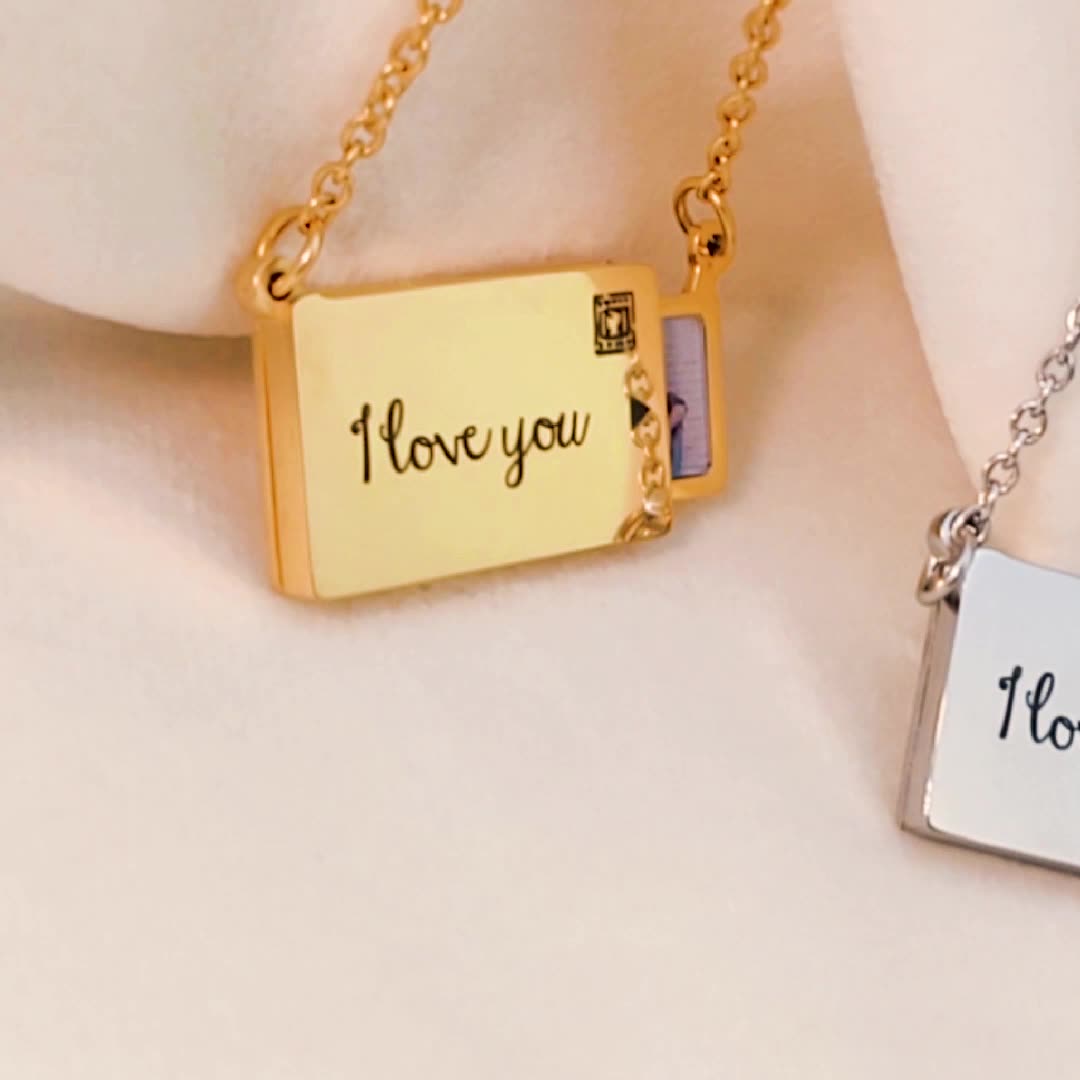 Personalized Necklace - Engraved Picture Text-BUNNYKACHU