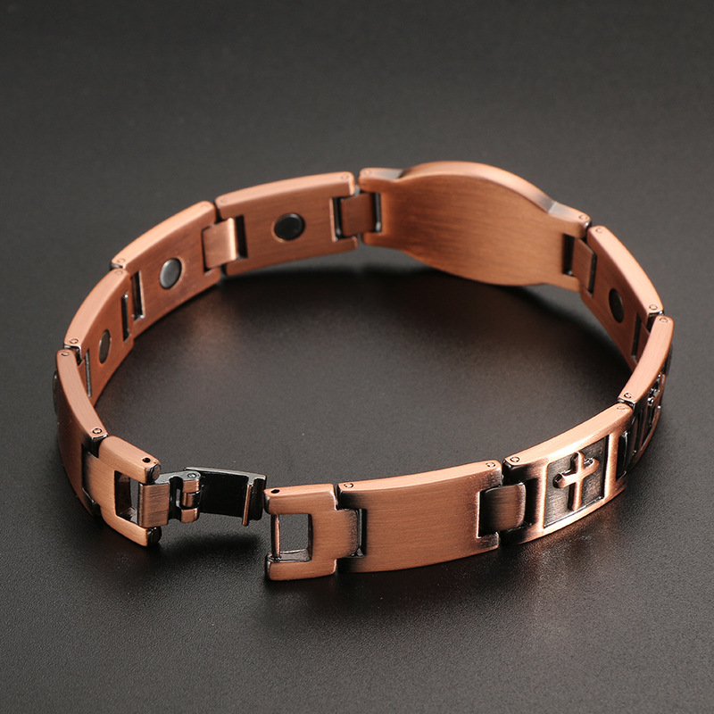 Red copper vintage magnetic therapy cross bracelet-BUNNYKACHU