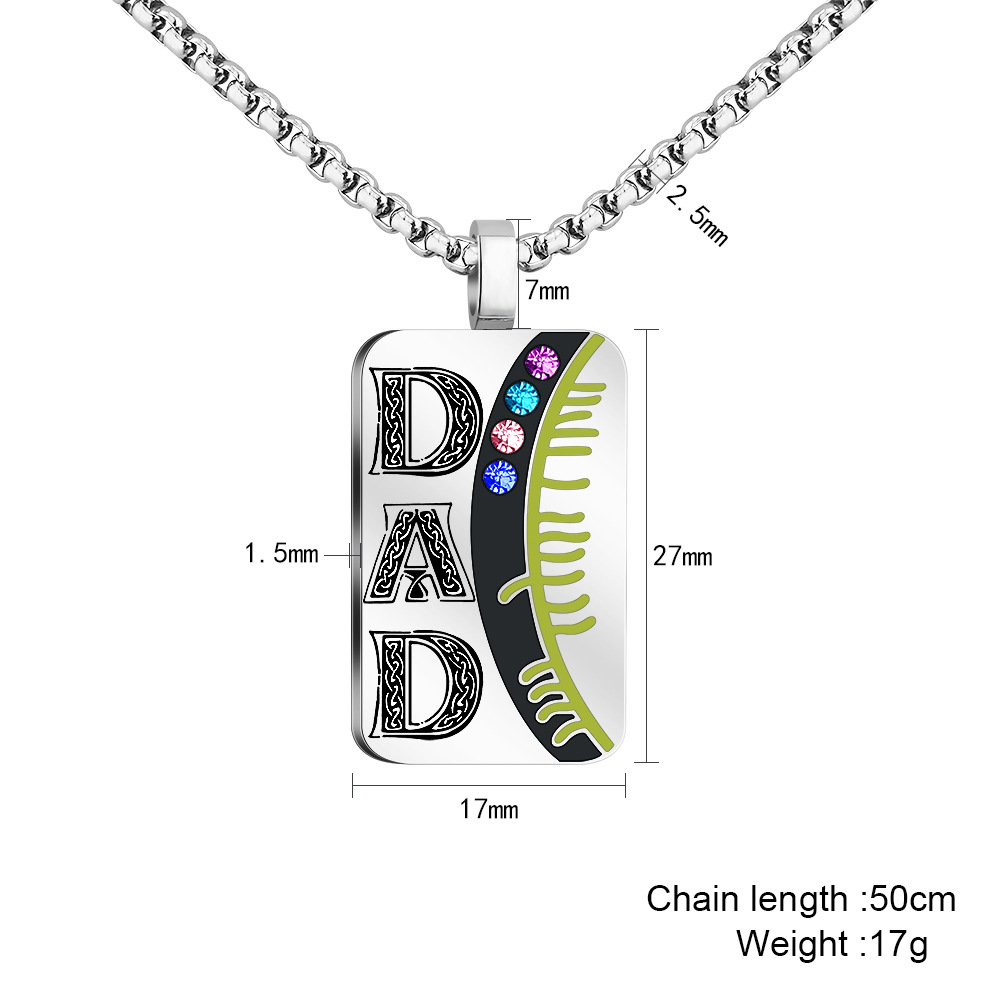 Vintage fashion personalized DAD shield diamond necklace-BUNNYKACHU