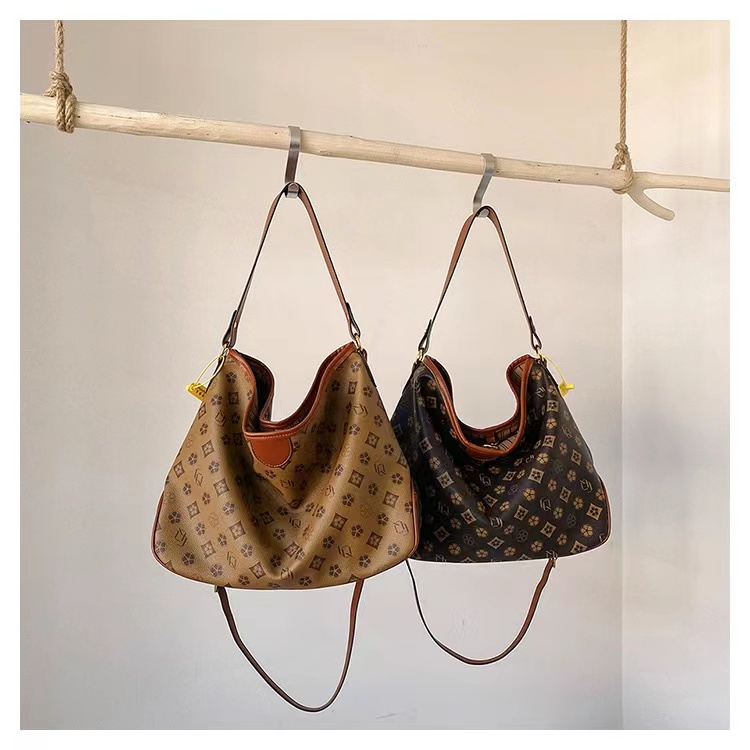 Fashion retro style old flower color ladies oversized capacity tote bag-BUNNYKACHU