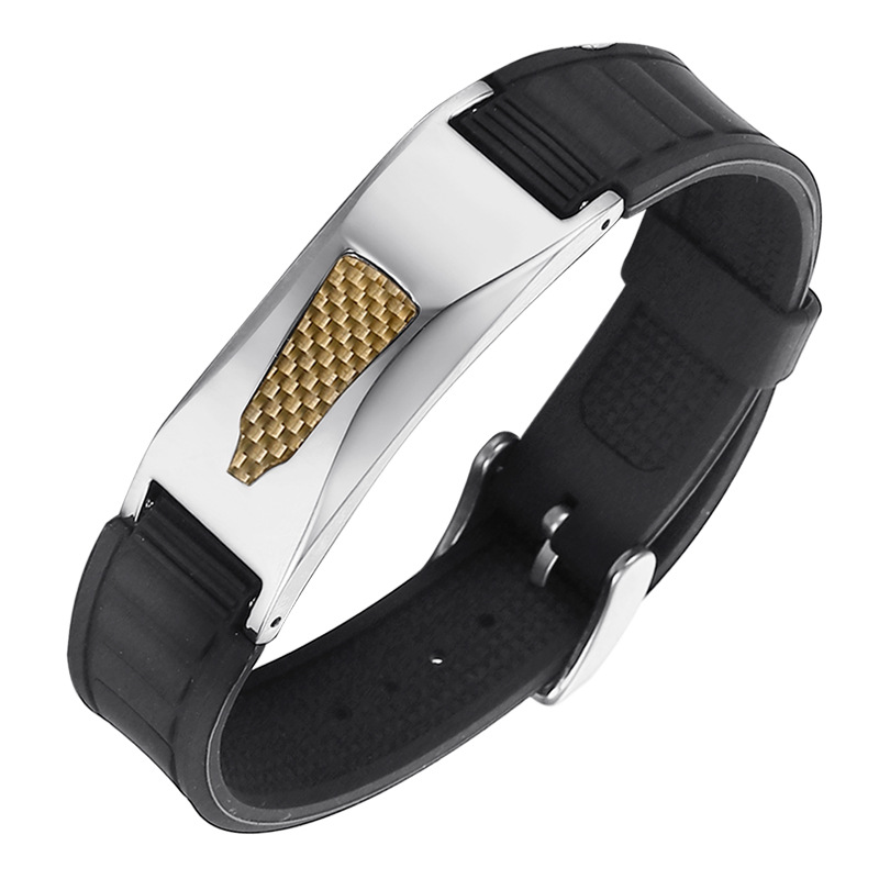 Energy elements stainless steel curved brand silicone bracelet titanium bracelet-BUNNYKACHU