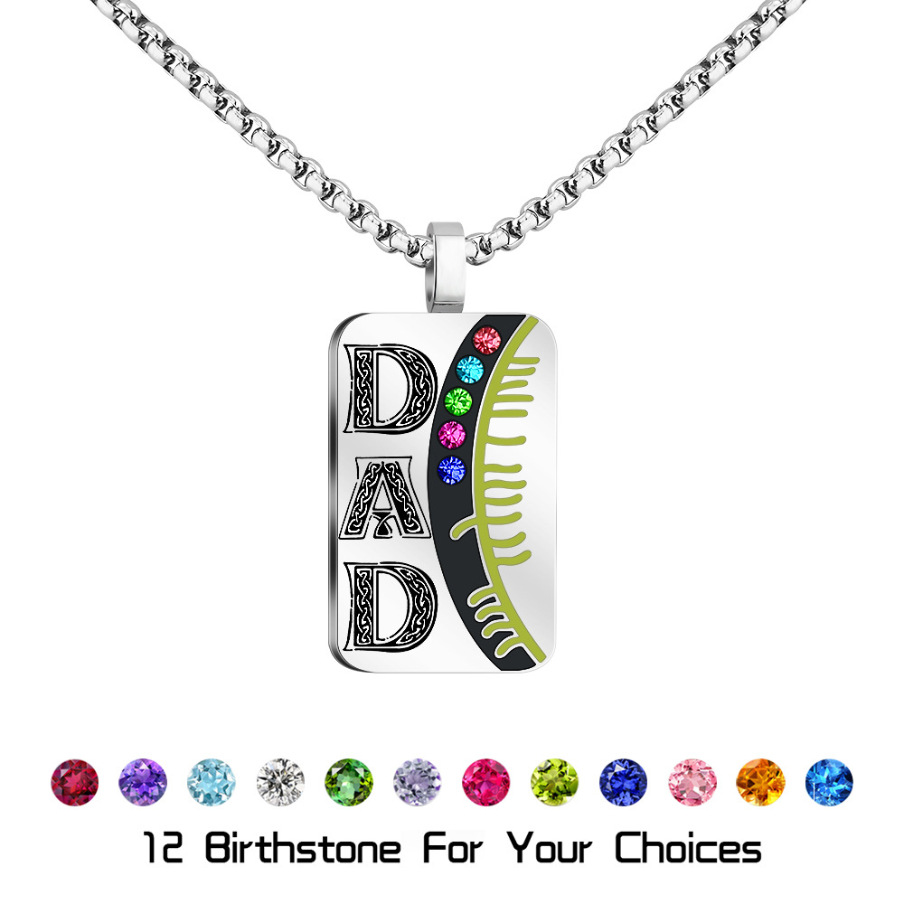 Vintage fashion personalized DAD shield diamond necklace-BUNNYKACHU