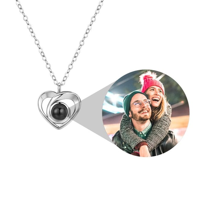 Personalized heart-shaped photo projection necklace-BUNNYKACHU