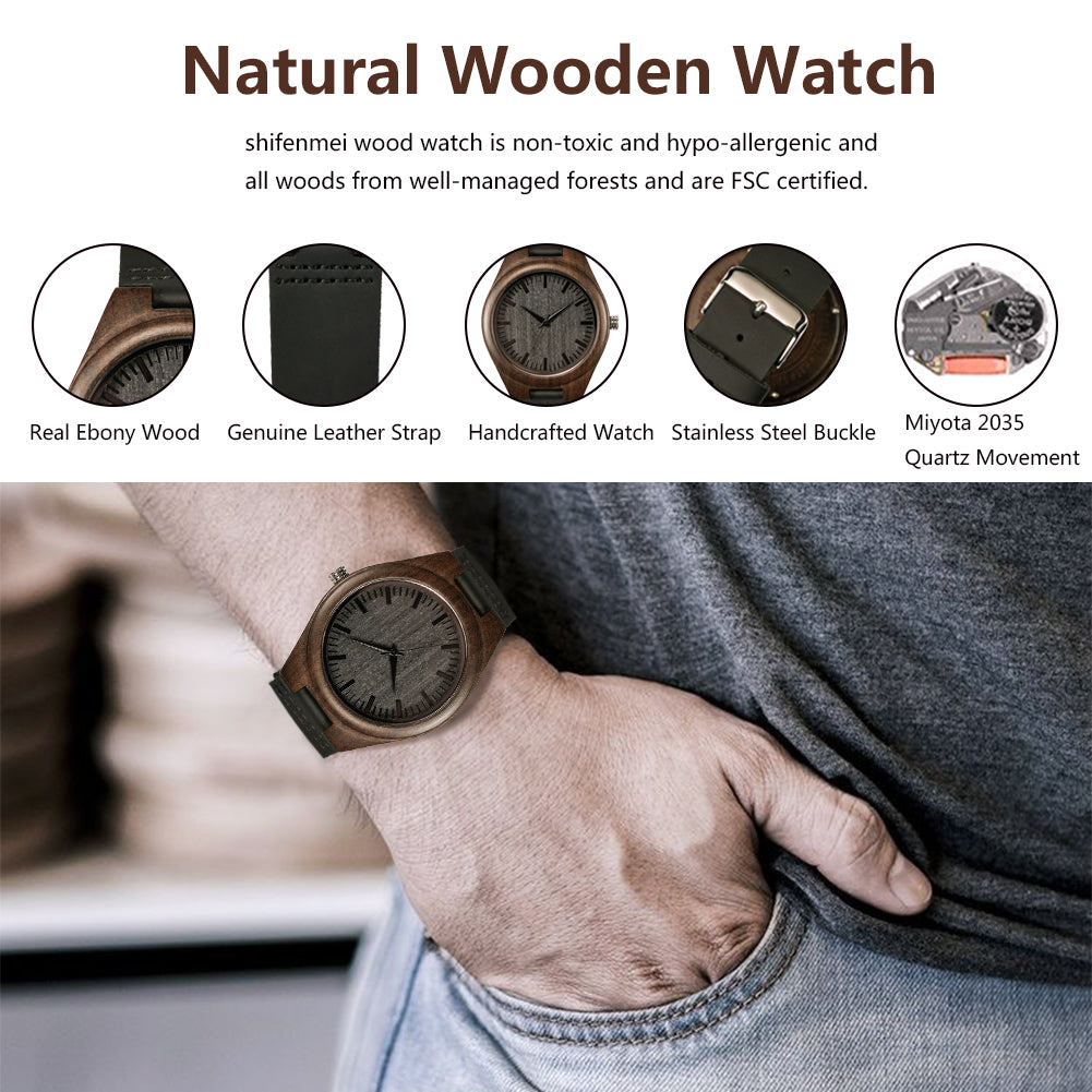 Father plot personalized engraved wooden watch-BUNNYKACHU