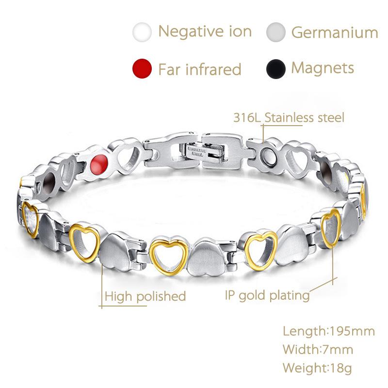 Women's titanium steel magnetic healing stone heart bracelet-BUNNYKACHU
