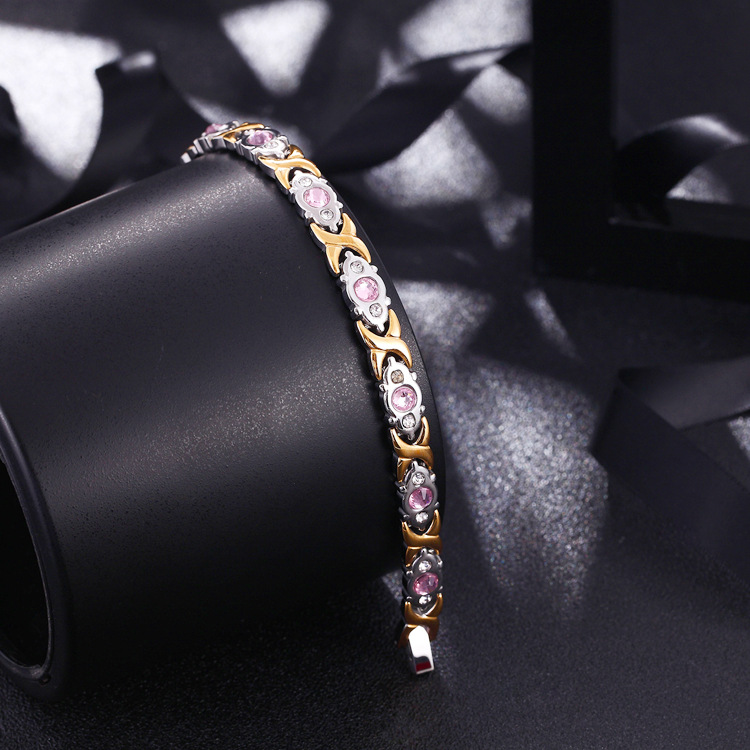 Ladies fashion titanium steel magnetic healing stone crystal bracelet-BUNNYKACHU