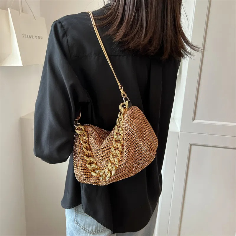 Fashion diamond woven shoulder bag ladies-BUNNYKACHU