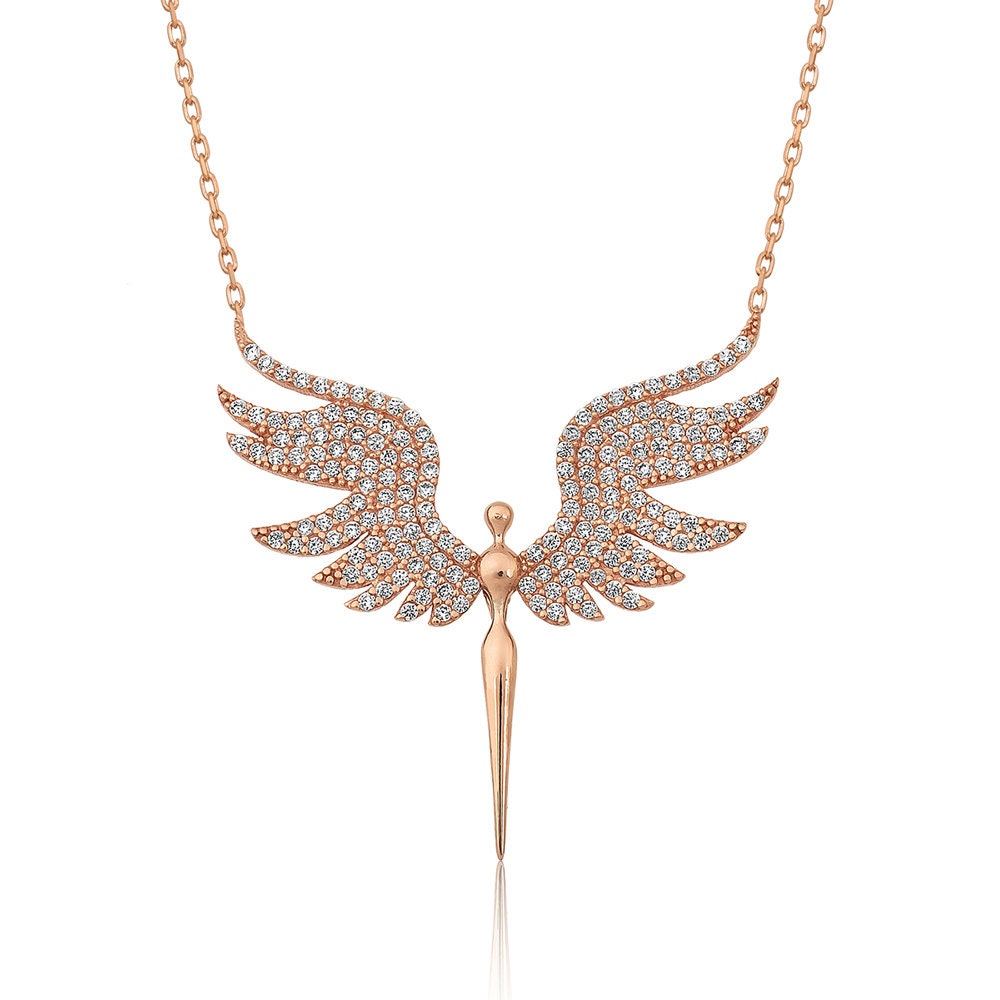 Archangel Michael Necklace, 925 Silver Michael Angel Pendant, Angel Wings Jewelry, Guardian Angel Necklace-BUNNYKACHU