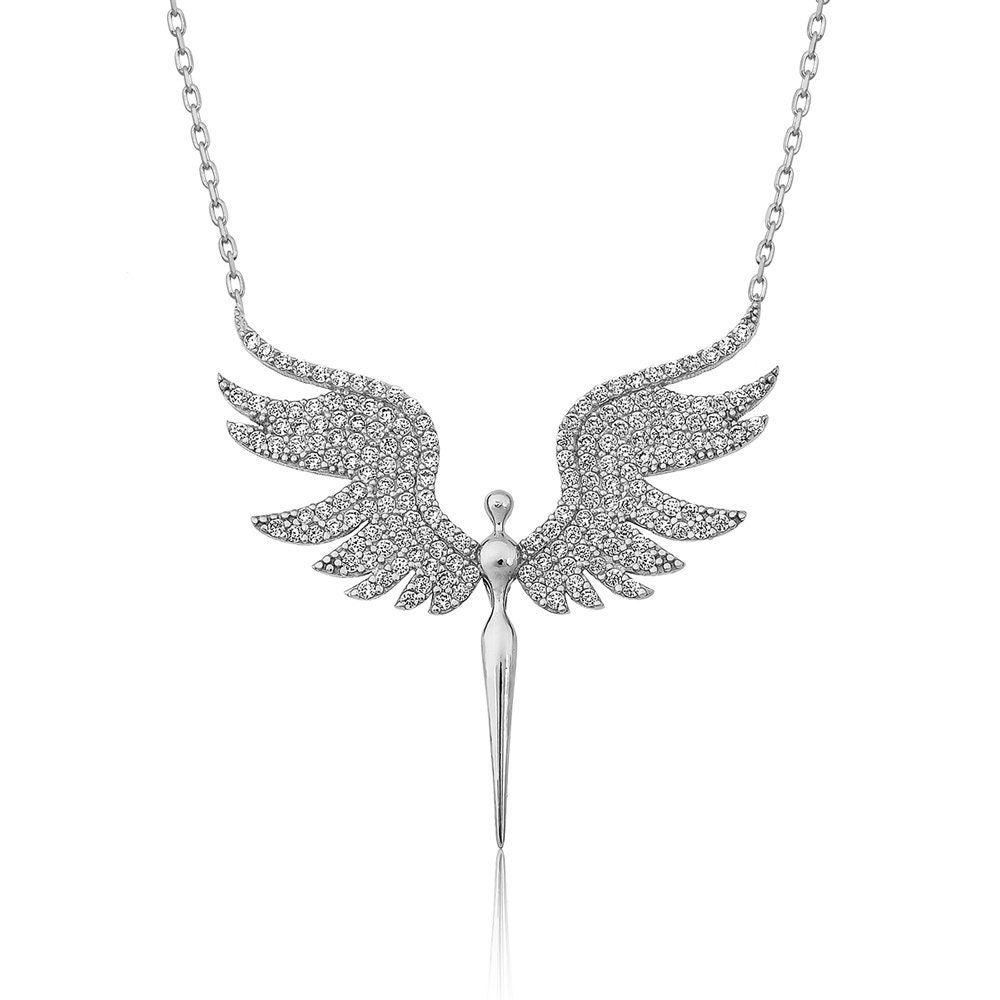 Archangel Michael Necklace, 925 Silver Michael Angel Pendant, Angel Wings Jewelry, Guardian Angel Necklace-BUNNYKACHU