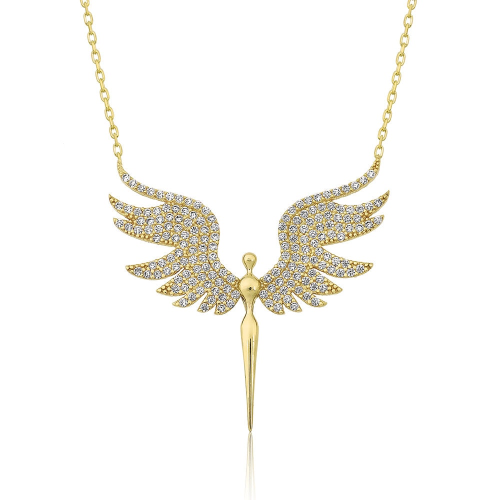 Archangel Michael Necklace, 925 Silver Michael Angel Pendant, Angel Wings Jewelry, Guardian Angel Necklace-BUNNYKACHU