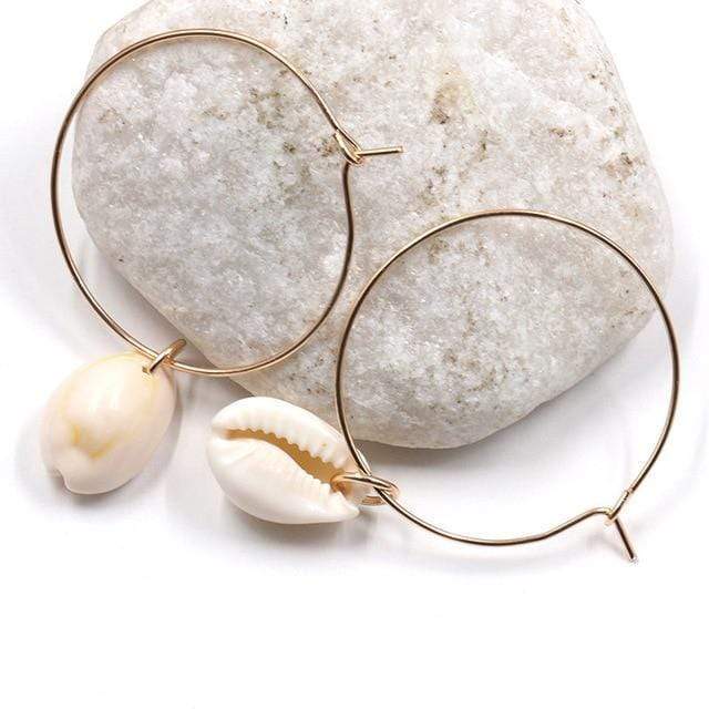 Hoop Earrings with Shells-BUNNYKACHU