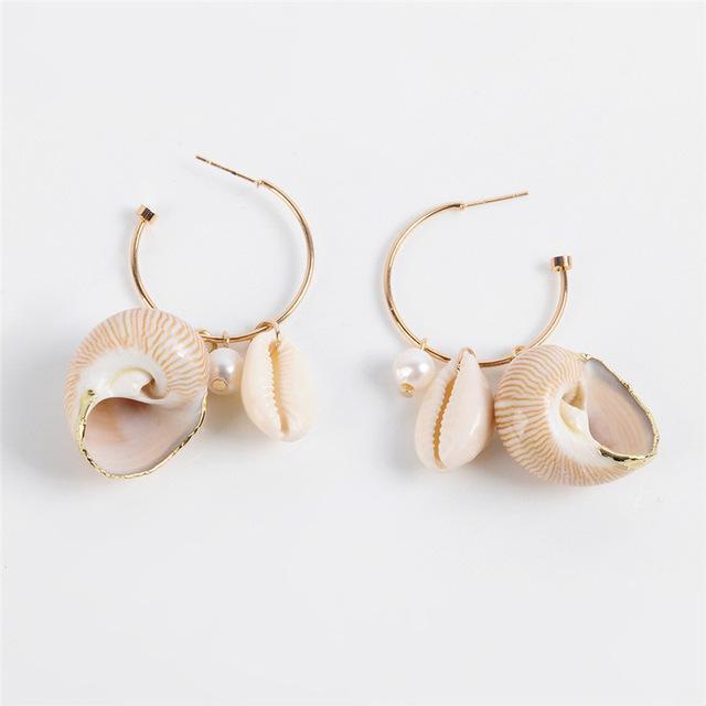 Hoop Earrings with Shells-BUNNYKACHU