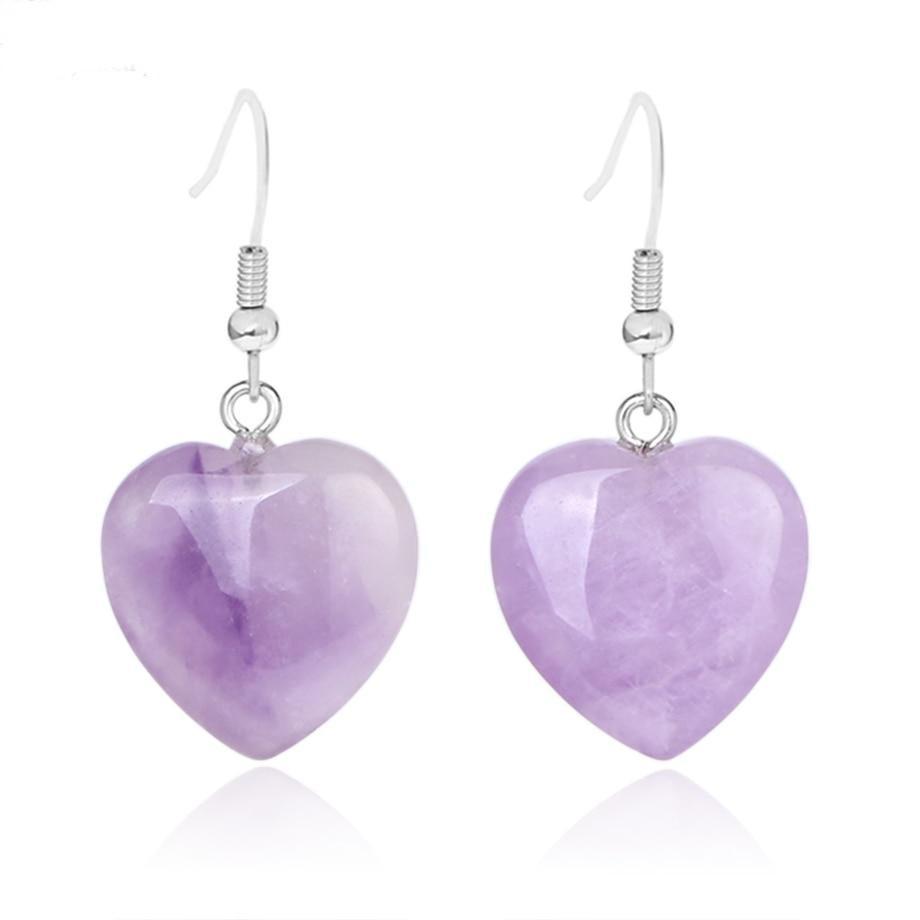 Natural Stones Heart Drop Earrings-BUNNYKACHU