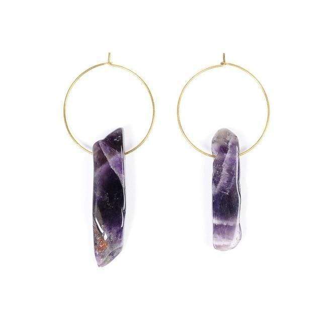 Raw Crystal Small Hoop Earrings-BUNNYKACHU