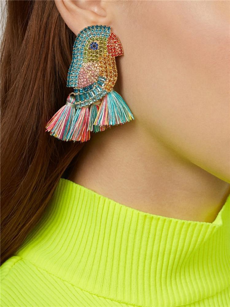 Bird & Tassel Earrings-BUNNYKACHU