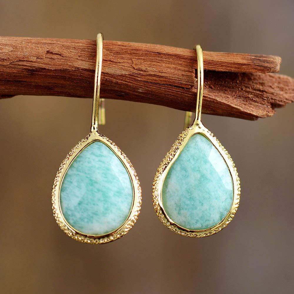 Natural Stone Teardrop Earrings-BUNNYKACHU