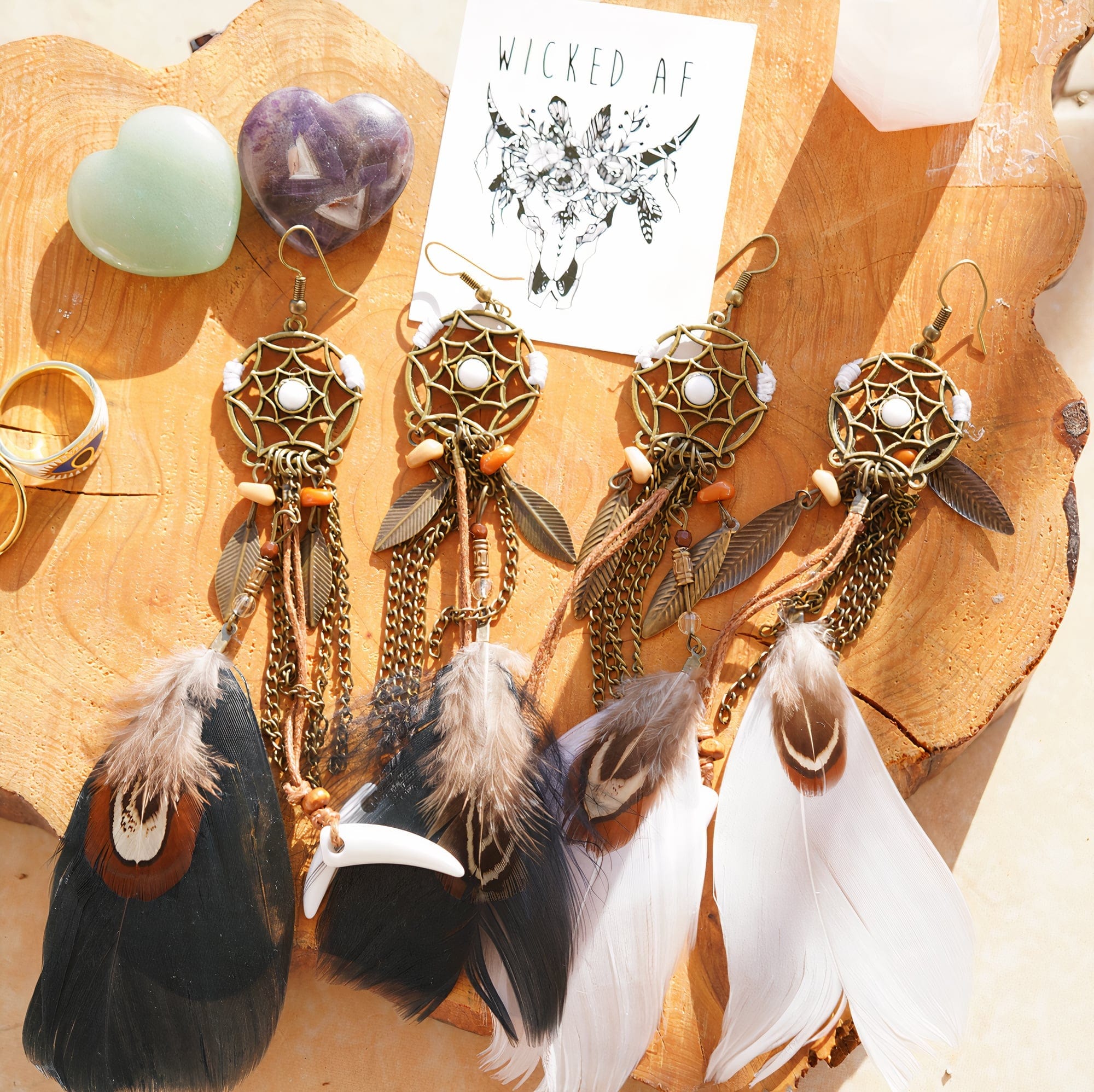 Hippie Feather Dreamcatcher Earrings-BUNNYKACHU