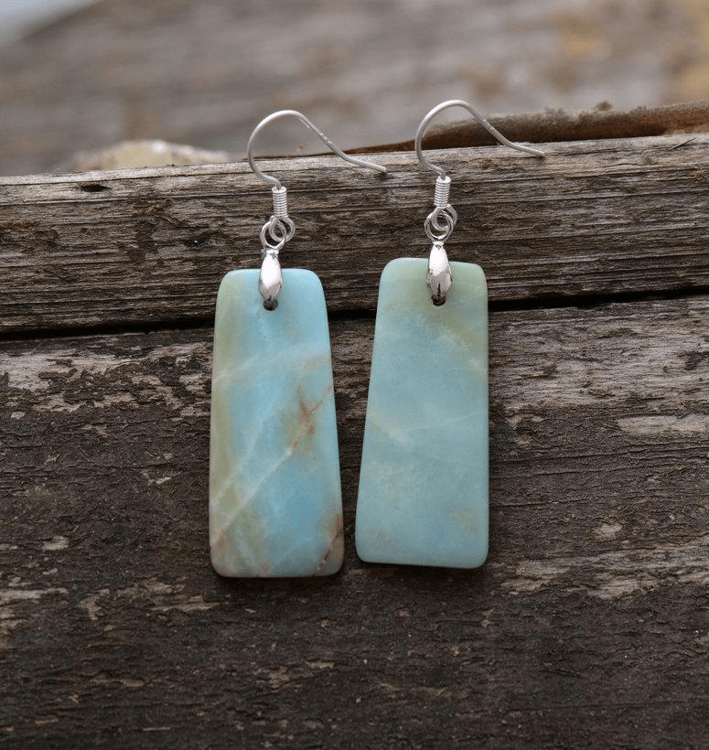 Natural Amazonite Dangle Earrings-BUNNYKACHU