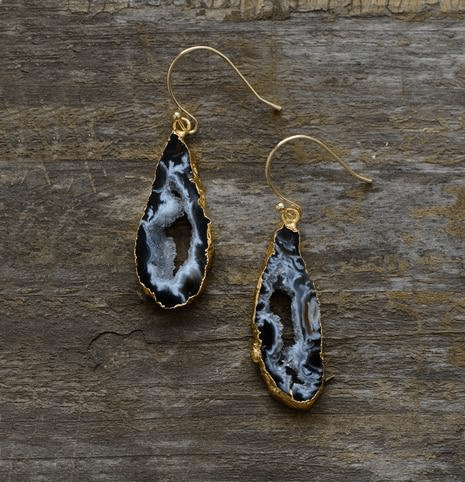 Natural Druzy Dangle Earrings-BUNNYKACHU