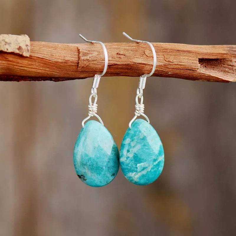 Natural Gemstone Teardrop Earrings-BUNNYKACHU
