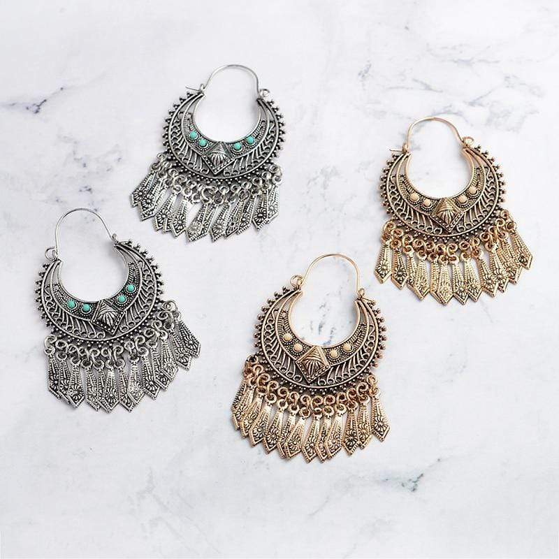 Ethnic Tasseled Drop Earrings-BUNNYKACHU
