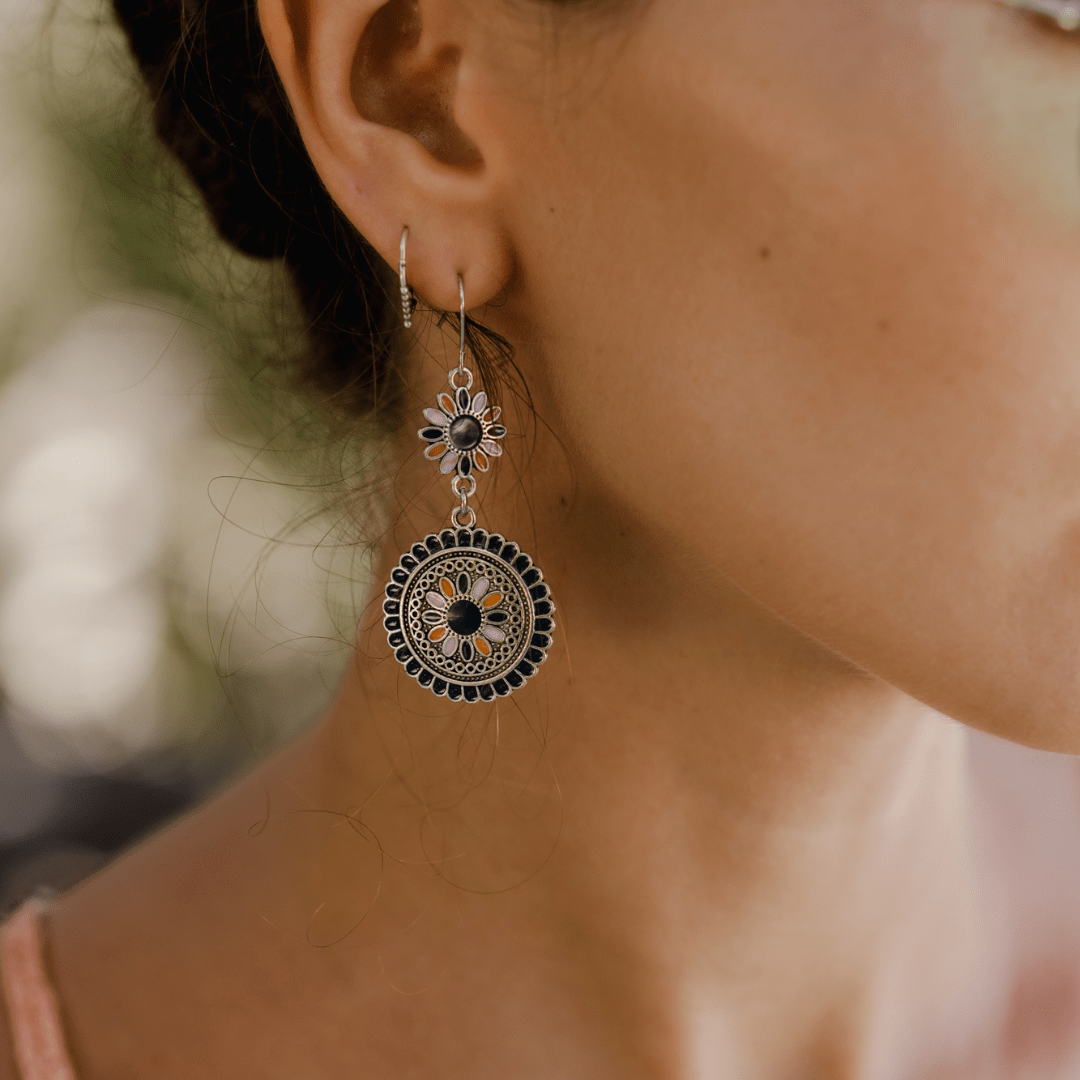 Flower Dangle Drop Earrings-BUNNYKACHU