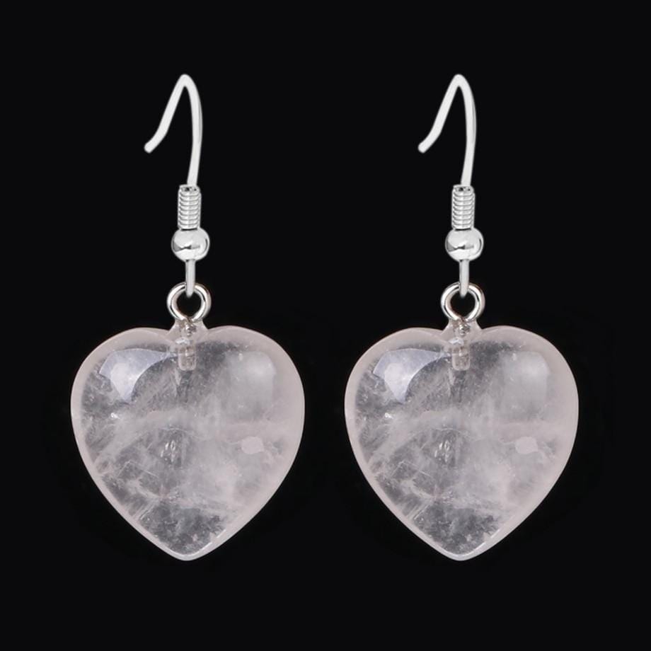 Natural Stones Heart Drop Earrings-BUNNYKACHU