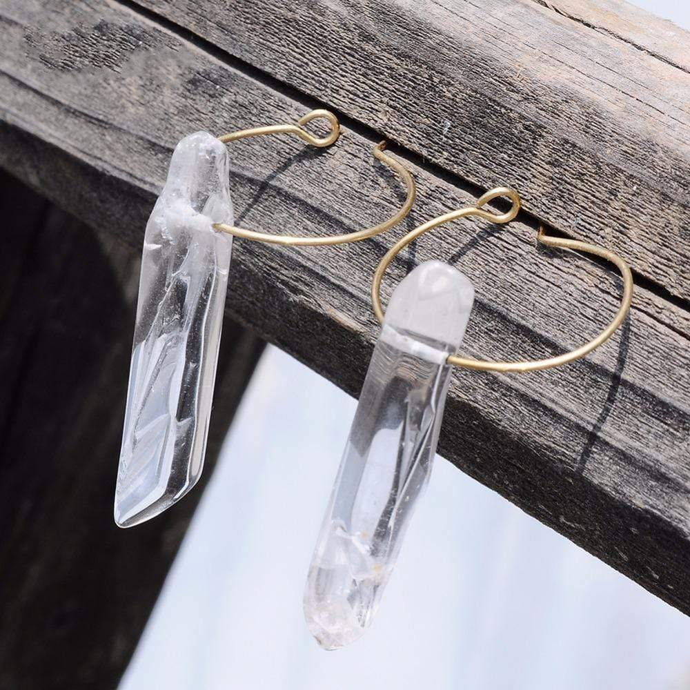 Raw Crystal Small Hoop Earrings-BUNNYKACHU