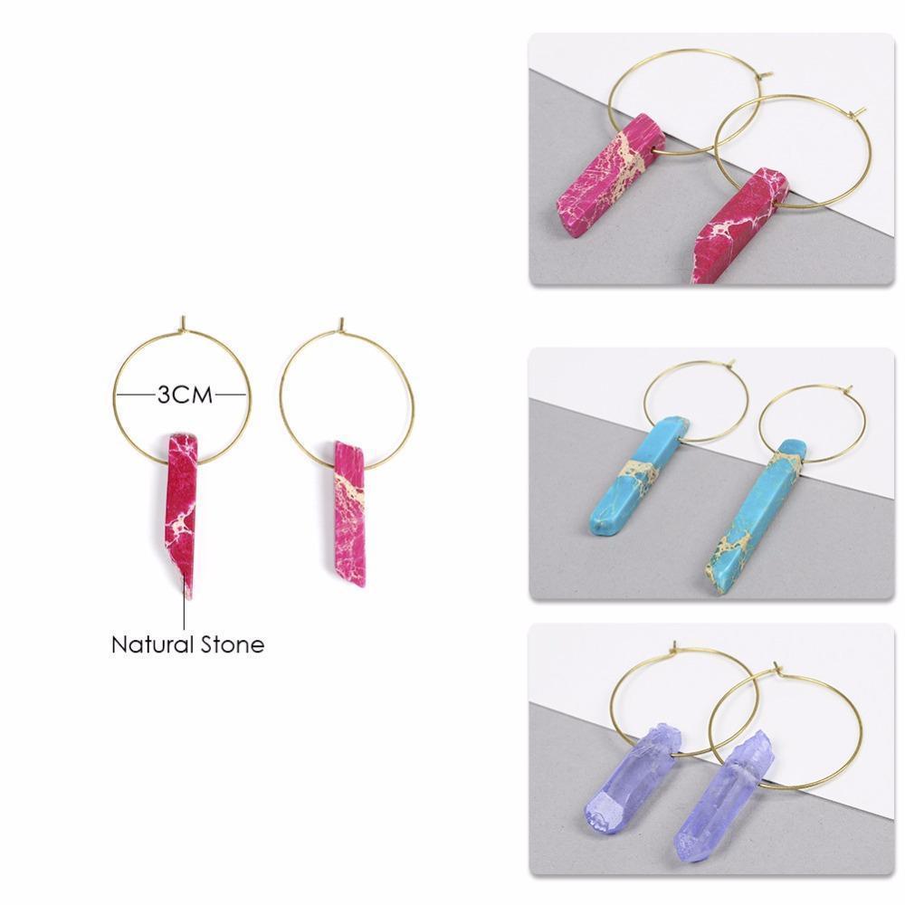 Raw Crystal Small Hoop Earrings-BUNNYKACHU