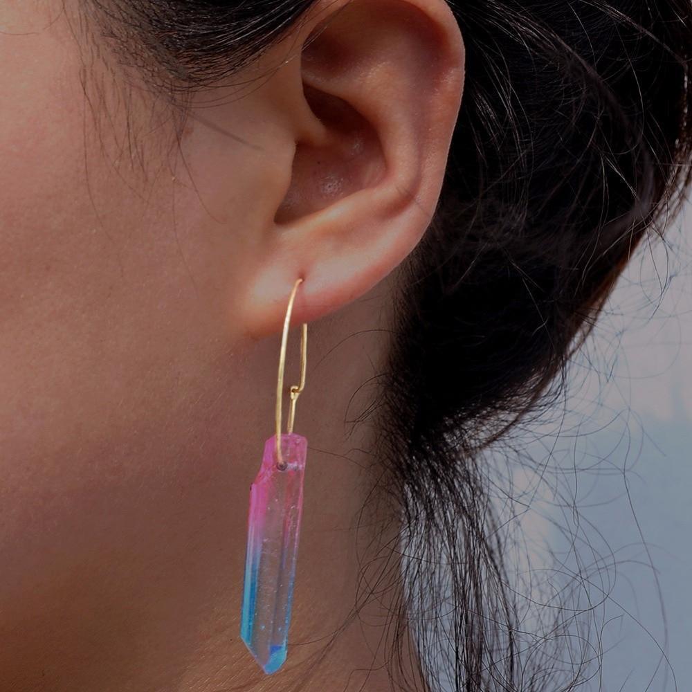 Raw Crystal Small Hoop Earrings-BUNNYKACHU