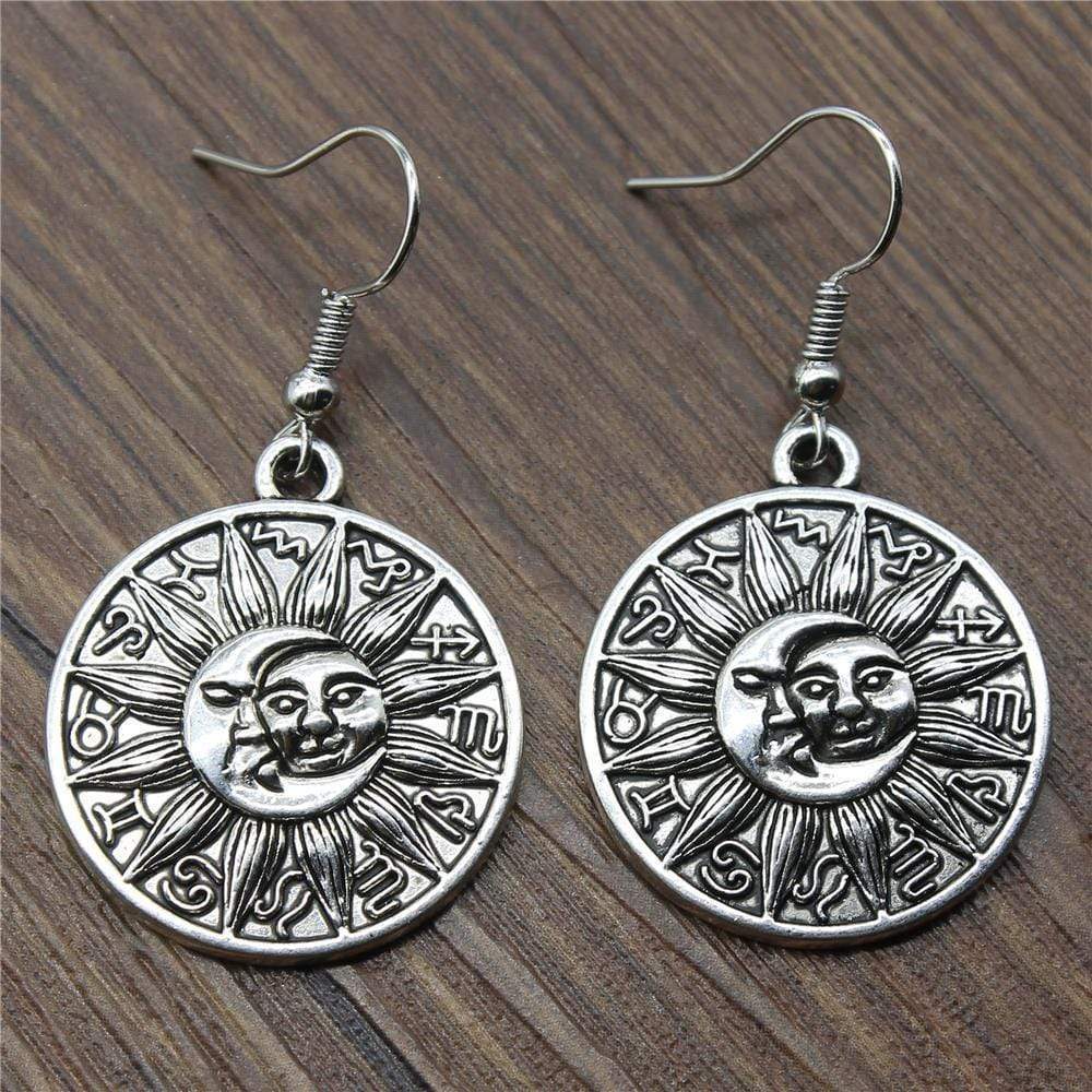 Sun and Moon Round Earrings-BUNNYKACHU