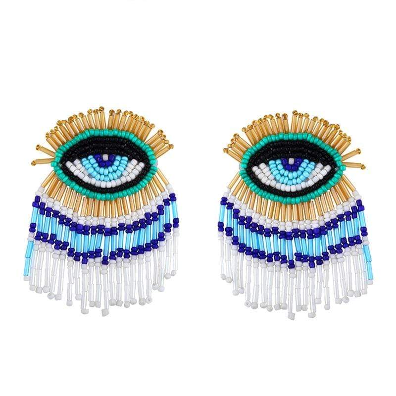 Beaded Evil Eye Earrings-BUNNYKACHU