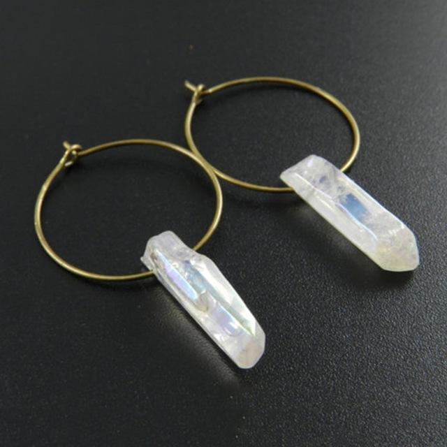 Raw Crystal Small Hoop Earrings-BUNNYKACHU