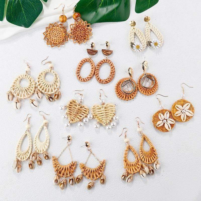 Woven Drop Earrings-BUNNYKACHU